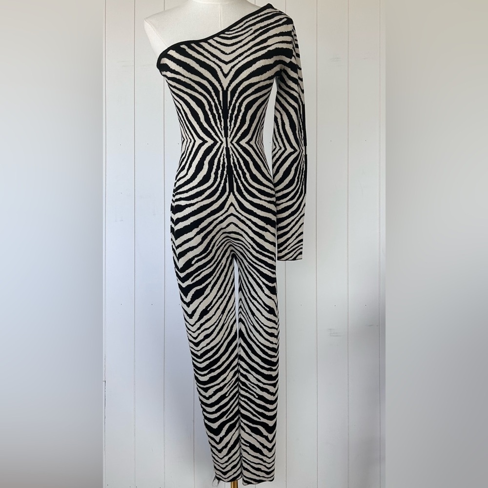 Fashion Nova Women’s One-Shoulder‎ Zebra Costume with Tail Size Medium